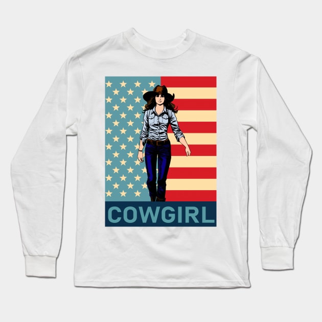 American Cowgirl: A Symbol of the Wes Long Sleeve T-Shirt by TooplesArt